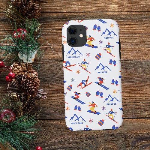 Bristol Mountain New York Ski Snowboard Pattern iPhone 11 Case