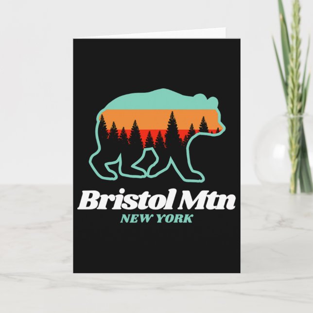 Bristol Mountain New York Skiing Snowboarding Bear Card (Front)