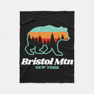 Bristol Mountain New York Skiing Snowboarding Bear Fleece Blanket