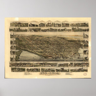 Bristol Rhode Island 1891 Antique Panoramic Map Poster