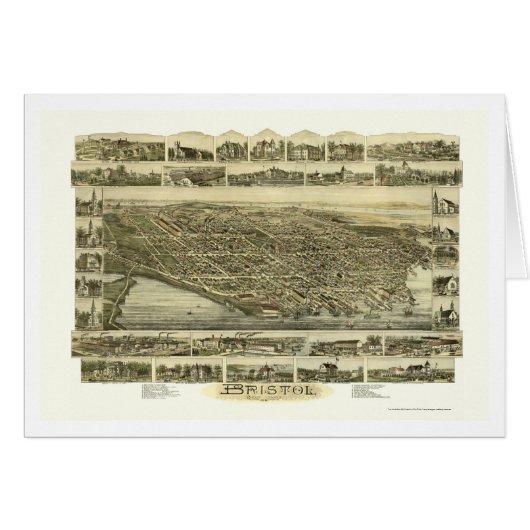 Bristol, RI Panoramic Map - 1891 Cards (Front Horizontal)
