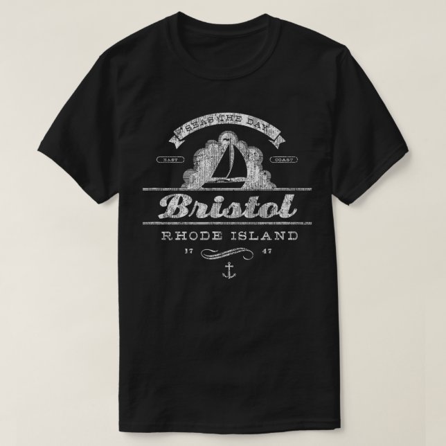 Bristol RI Sailboat  Vintage Nautical Throwback  T-Shirt (Design Front)