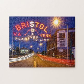 Bristol Sign in Maroon and Orange Jigsaw Puzzle