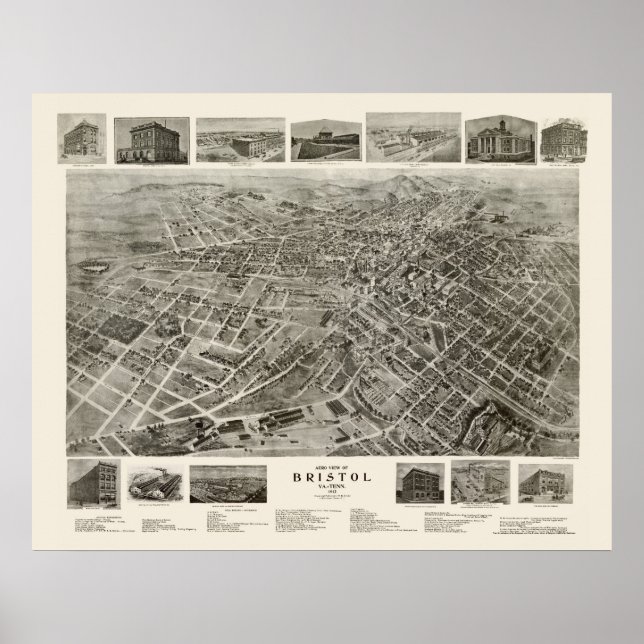 Bristol, TN Panoramic Map - 1912 Poster (Front)