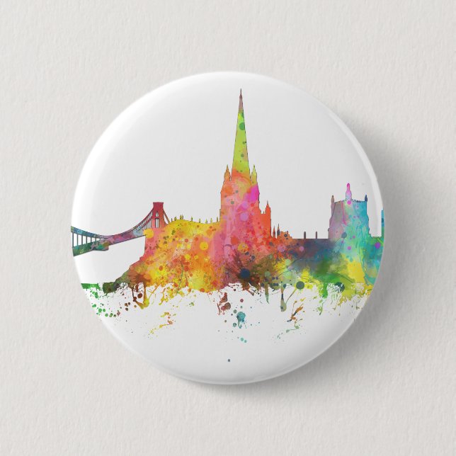 BRISTOL, UK SKYLINE PINBACK BUTTON (Front)