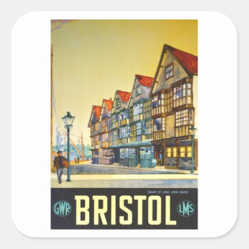 Bristol _ UK _ Vintage Travel Square Sticker