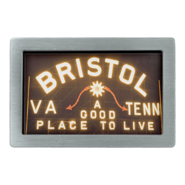Bristol, Va, Tenn Night sign belt buckle (Front)