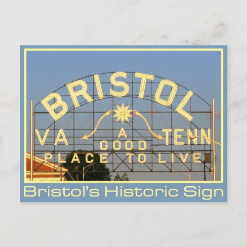 Bristol VA  TN Historic Sign Postcard
