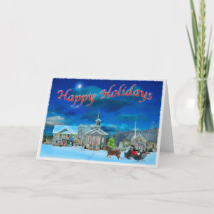 Bristol Vermont on a winter night Holiday Card