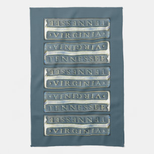 Bristol Virginia Tennessee Marker blue gray Kitchen Towel