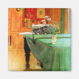 Brita at the Piano by Carl Larsson, Vintage Art Magnet