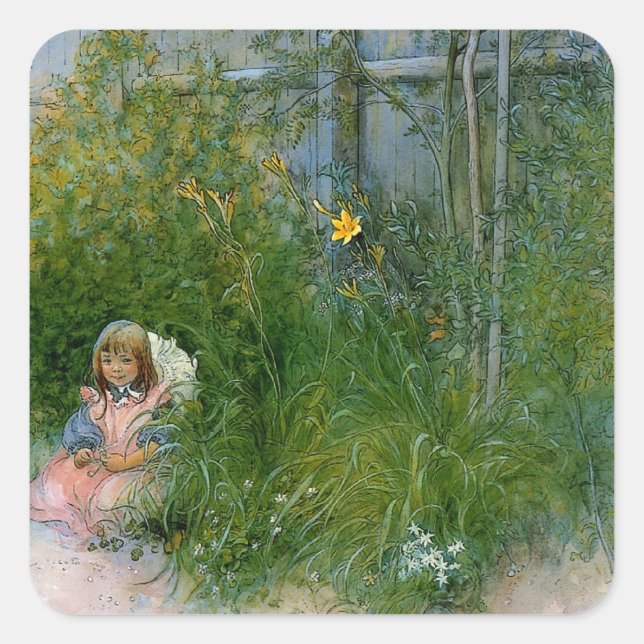 Brita in the Flower Bed c1897 Square Sticker (Front)