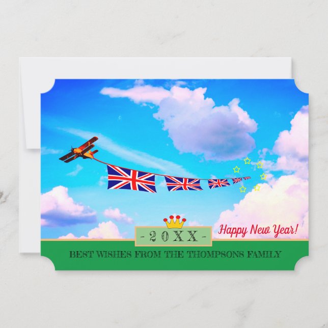 Britain - Airplane & Happy New Year! Card /20XX (Front)
