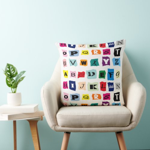 Britain colorful alphabet Throw Pillow