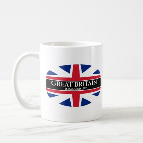 Britain Established 1707 Kings Colors White Text Coffee Mug