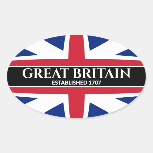 Britain Established 1707 Kings Colors White Text Oval Sticker