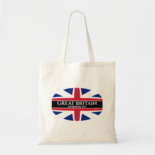 Britain Established 1707 Kings Colors White Text Tote Bag