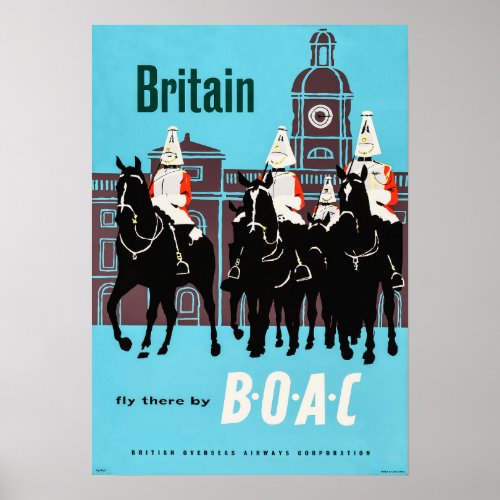 BRITAIN Fly There by BOAC Vintage Airways Travel Poster