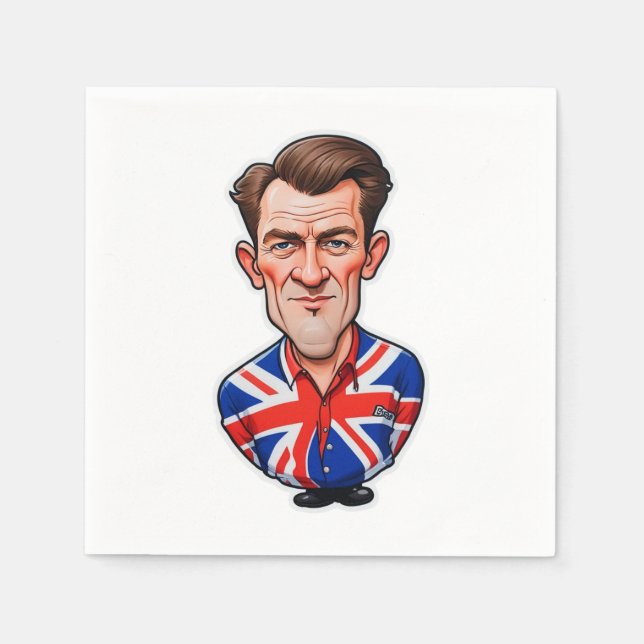 Britain Uk Man Caricature With Union Jack Flag Napkins (Front)