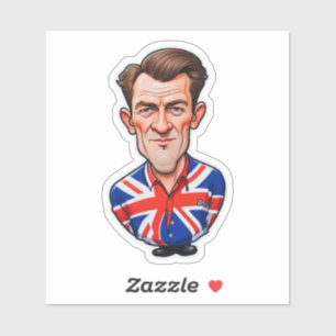 Britain Uk Man Caricature With Union Jack Flag Sticker