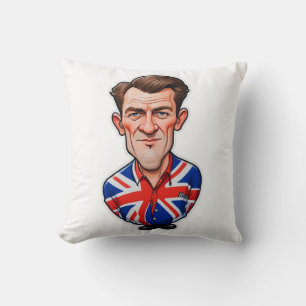 Britain Uk Man Caricature With Union Jack Flag Throw Pillow