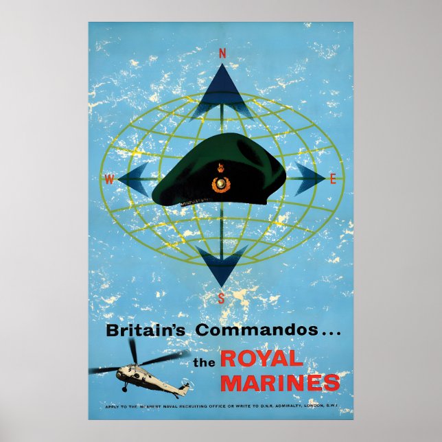 Britain's Commandos The Royal Marines Propaganda Poster (Front)