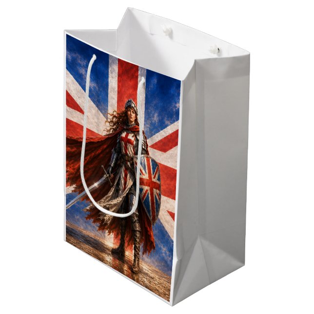 Britannia Warrior with Union Jack Shield Medium Gift Bag (Front Angled)