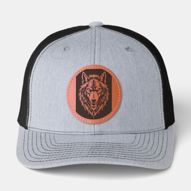 Brite-T Silver Wolf 0019591 Leather Patch Hat (Front)