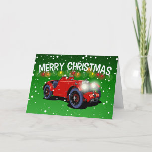 British 1930's Vintage Car Christmas Card