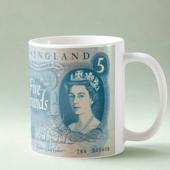 British 1966 £5 Note Mug – Queen Elizabeth II (Creator Uploaded)