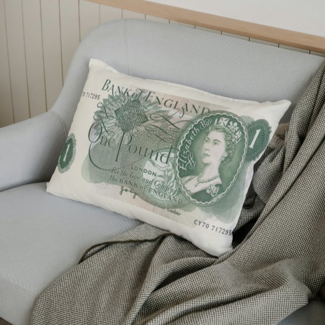 British 1970 £1 Note Cushion – Queen Elizabeth II (Heritage meets home — the iconic 1970 £1 note, reimagined as a timeless cushion keepsake.)