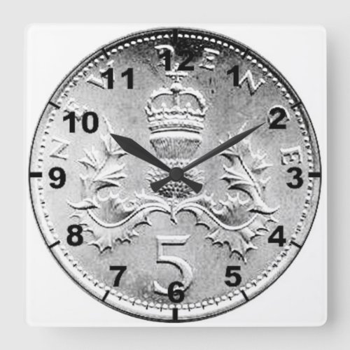 British 5p Coin design wall clocks