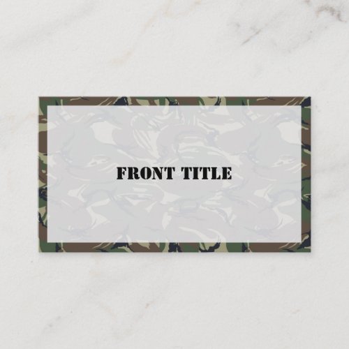 British 95 Forest Green Camouflage Business Card Template