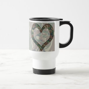 British 95 Forest Green Camouflage Heart Travel Mug