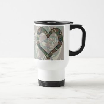 British 95 Forest Green Camouflage Heart Travel Mug by Camouflage4you at Zazzle