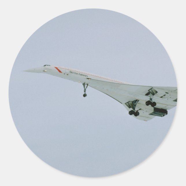 British Airways Concorde on final descent, Ottawa, Classic Round Sticker (Front)
