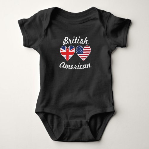 British American Flag Hearts Baby Bodysuit