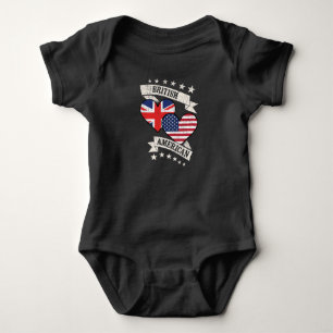 British American Heart Flags United Kingdom Americ Baby Bodysuit
