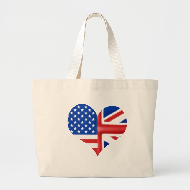 British American Heart Large Tote Bag (Front)