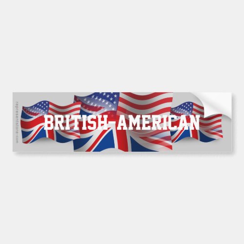 British_American Waving Flag Bumper Sticker
