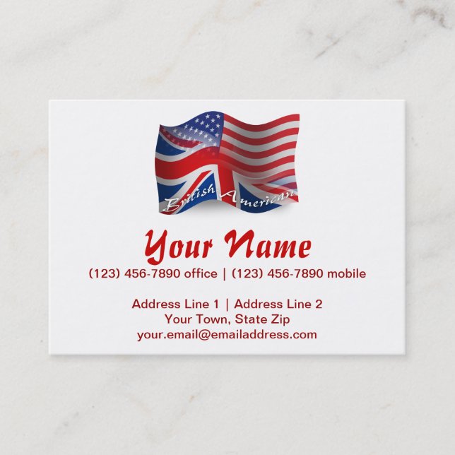 British-American Waving Flag Business Card (Front)