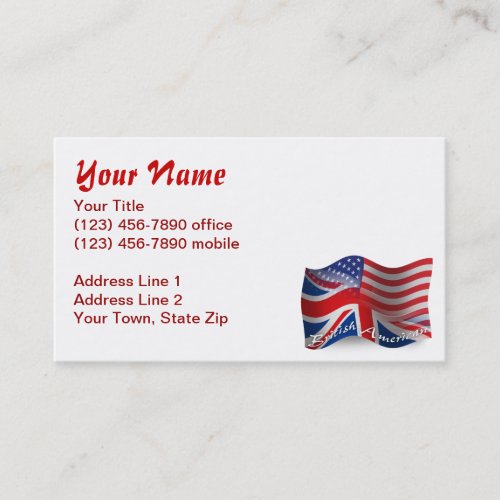 British-American Waving Flag Business Card Template