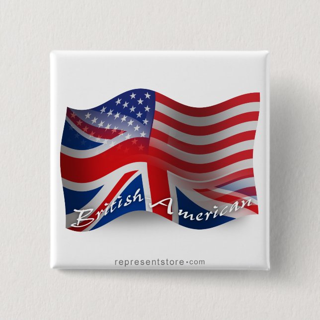 British-American Waving Flag Button (Front)