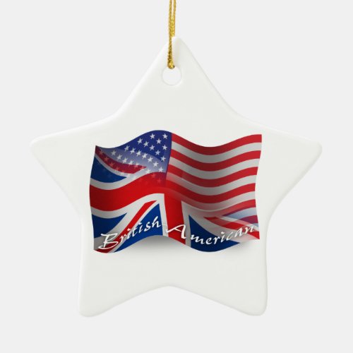 British_American Waving Flag Ceramic Ornament