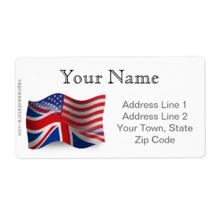 British-American Waving Flag Label