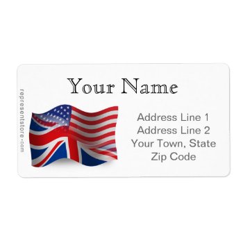 British-american Waving Flag Label by representshop at Zazzle