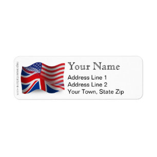 British-American Waving Flag Label