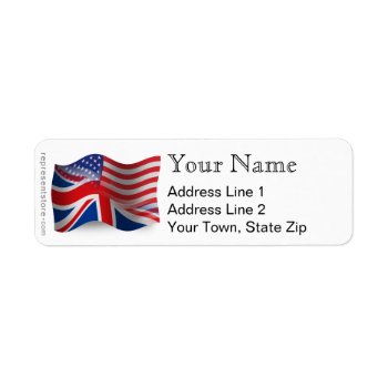 British-american Waving Flag Label by representshop at Zazzle