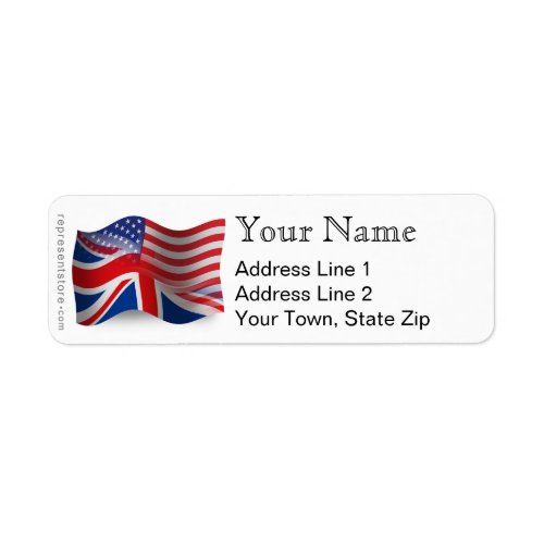 British_American Waving Flag Label
