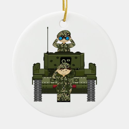 British Army Soldiers and Tank Ornament
